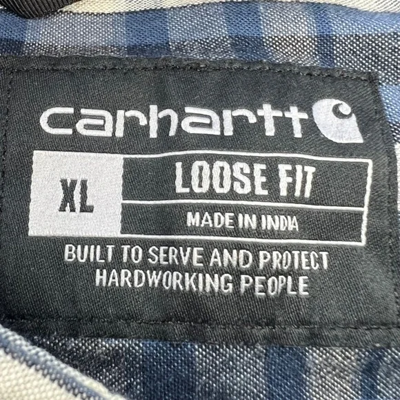 CARHARTT Button Up Shirt Mens Size XL Loose Fit Plaid Short Sleeve Work Utility - Picture 4 of 15